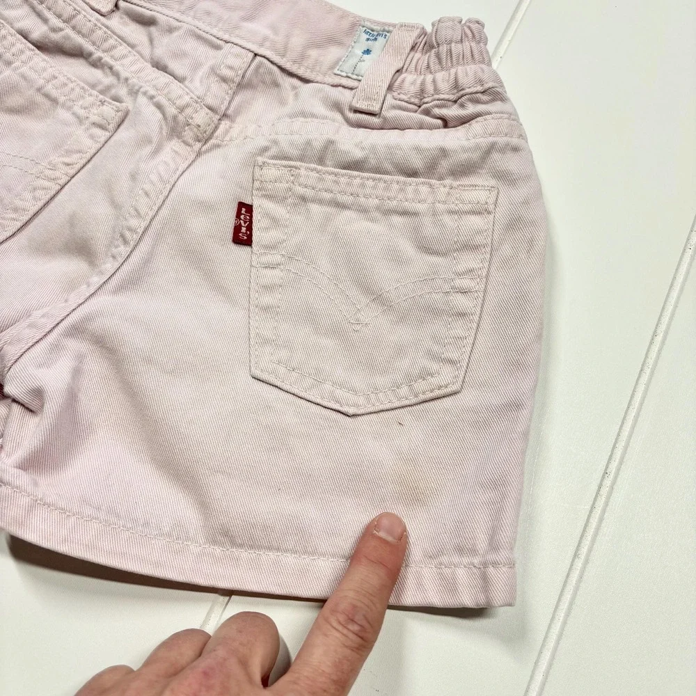 Vintage Little Levi's High‎ Waist Paper Bag Pink Embroidered Shorts, Size 4T